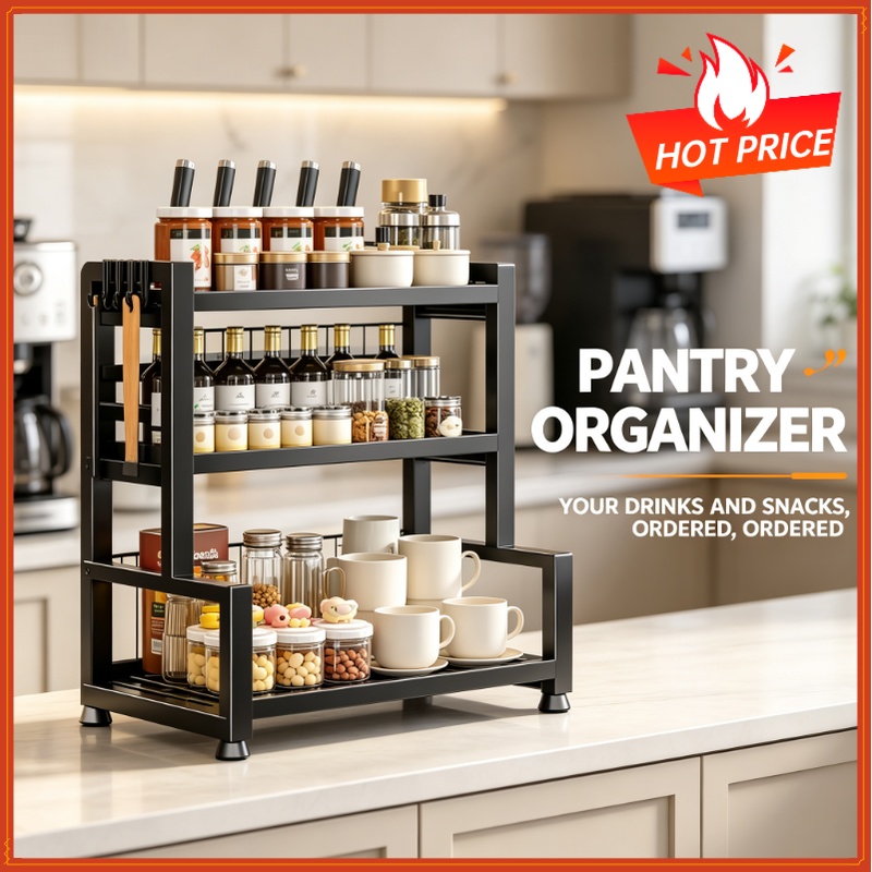 Commercial Kitchen Knife Holder - 2‑3 Tier Adjustable Metal Spice Rack,