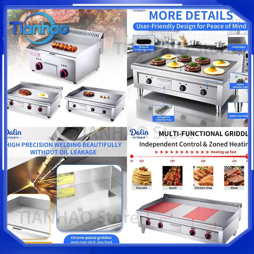 Commercial Kitchen Griddle - High Quality Non-Stick Flat Plate Stainless