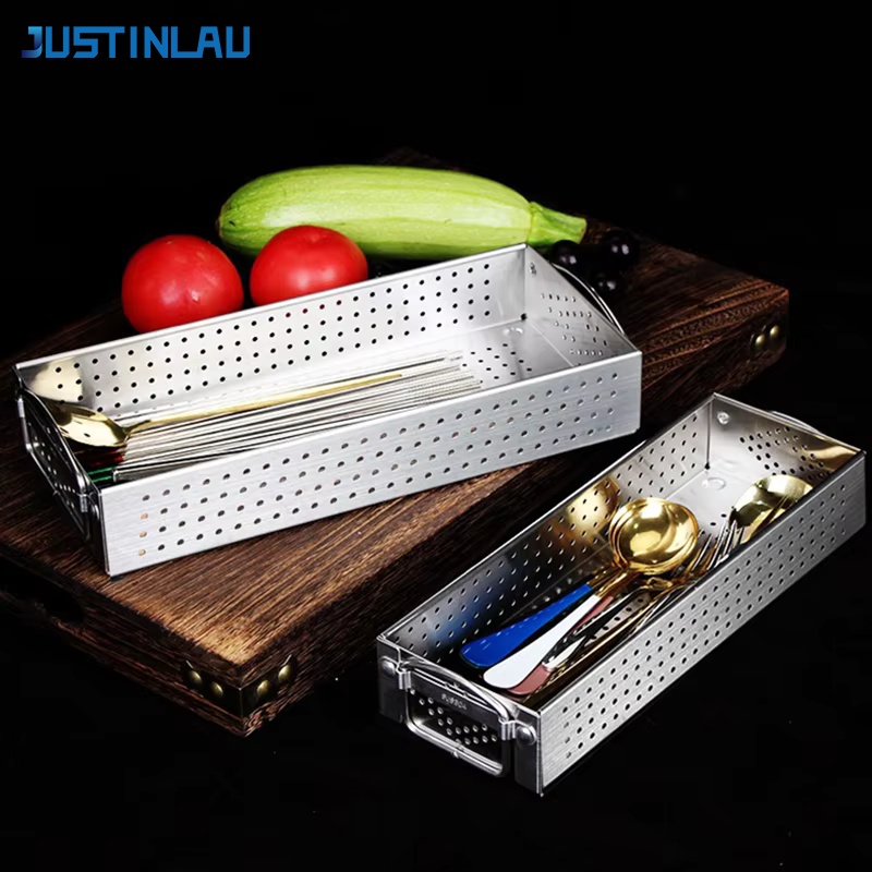 Commercial Kitchen Knife Holder - JUSTINLAU Stainless Steel Cutlery Box Chopstick